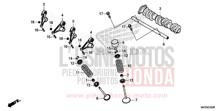 ARBRE A CAMES/SOUPAPE de Africa Twin DCT PEARL GLARE WHITE (NHB53H) de 2020